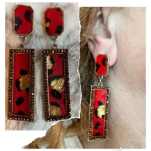 RED LEOPARD EARRINGS